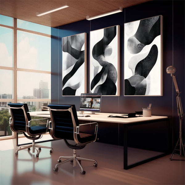 Quadro Decorativo Minimalista Abstrato Preto e Branco