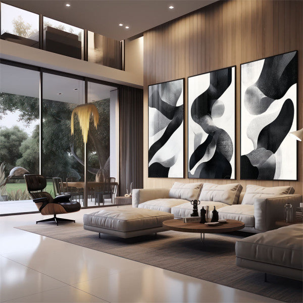 Quadro Decorativo Minimalista Abstrato Preto e Branco