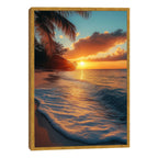 Quadro Decorativo Paisagem Tropical ao Pôr do Sol