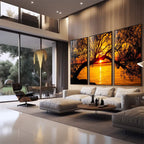 Quadro Decorativo Pôr do Sol Entre Árvores Majestosas