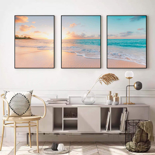 Quadro Decorativo Praia ao Pôr do Sol: Um Encanto Visual