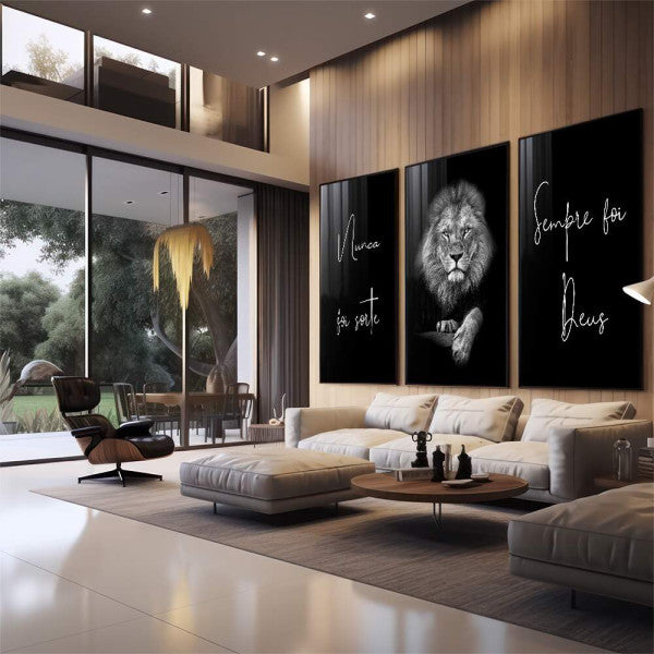 Quadro Decorativo: Leões Majestosos - Inspiração e Força