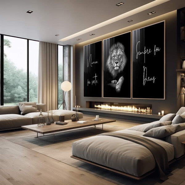 Quadro Decorativo: Leões Majestosos - Inspiração e Força