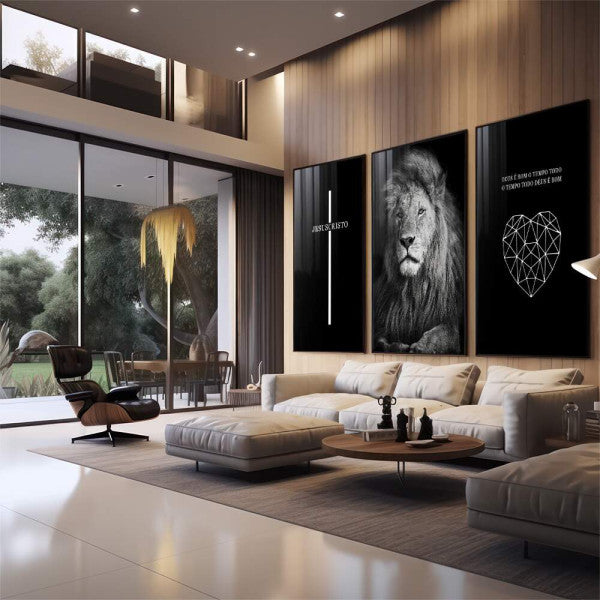Quadro Decorativo Leão Majestoso: Transcenda com Fé