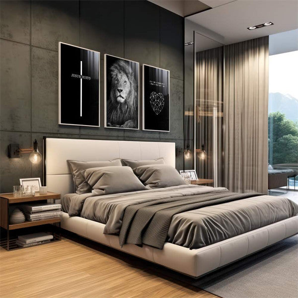 Quadro Decorativo Leão Majestoso: Transcenda com Fé
