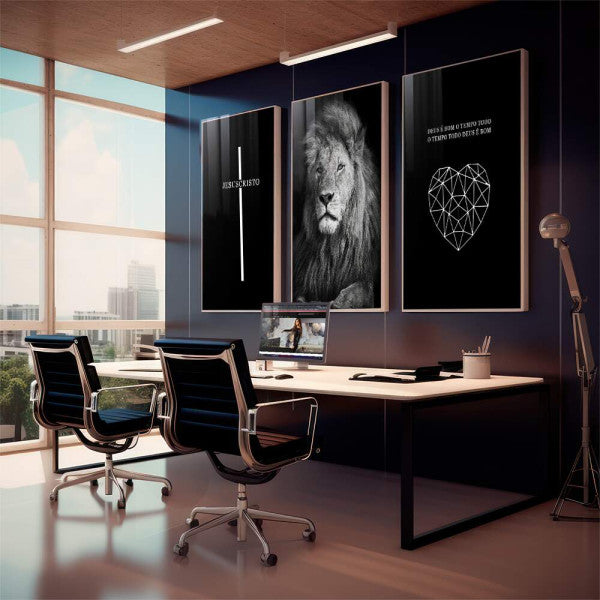 Quadro Decorativo Leão Majestoso: Transcenda com Fé
