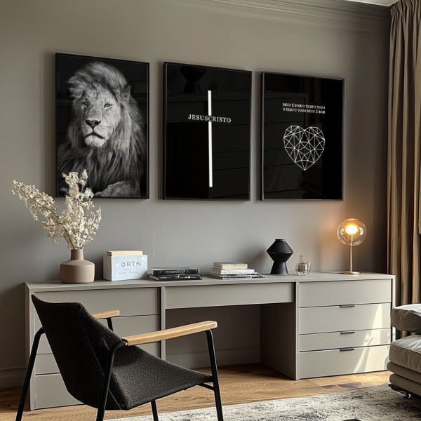 Quadro Decorativo Leão Majestoso: Transcenda com Fé