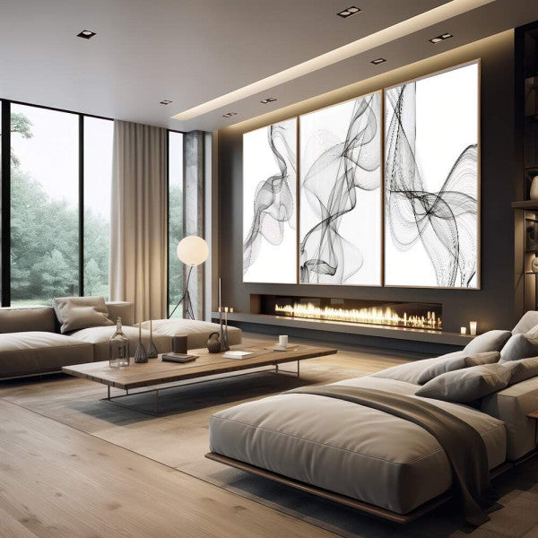 Quadro Decorativo: Elegância Abstrata Preto e Branco