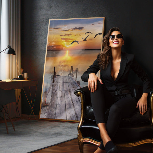 Quadro Decorativo: Inspirador Pôr do Sol no Cais