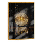 Quadro Decorativo: Bitcoin Dourado - Energia e Futurismo
