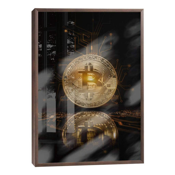 Quadro Decorativo: Bitcoin Dourado - Energia e Futurismo