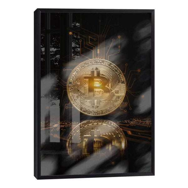Quadro Decorativo: Bitcoin Dourado - Energia e Futurismo