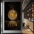 Quadro Decorativo: Bitcoin Dourado - Energia e Futurismo