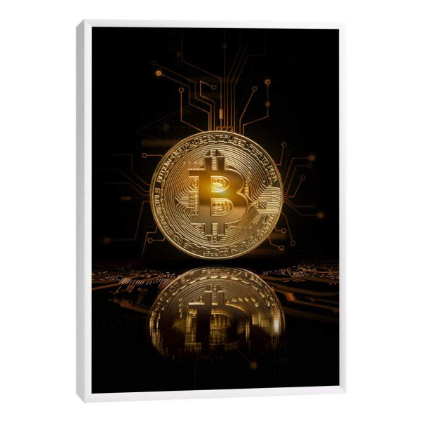 Quadro Decorativo: Bitcoin Dourado - Energia e Futurismo
